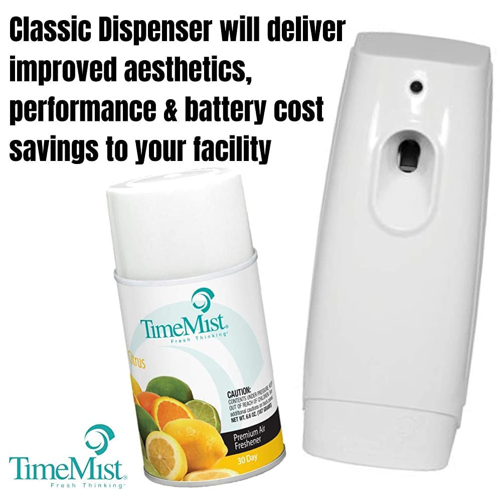 TimeMist Premium Metered Air Freshener Refills, Citrus (Case of 12) with Meter Mist 3000 Ultra Dispenser (2 Pack) Bundle