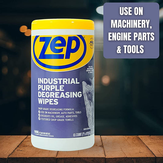 Industrial Purple Heavy-Duty Degreasing Wipes (65 Wipes per Canister)