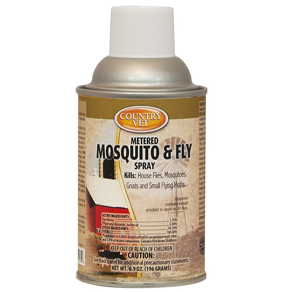 Country Vet Mosquito+Fly Metered Spray Refill (Case of 12) & Automatic Metered Dispenser Bundle