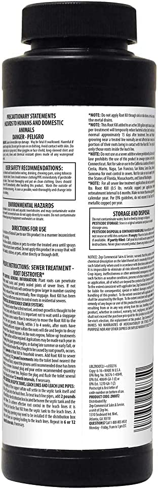 zep root kill herbicide Zep Root Kill - Root Control in Septic Tanks & Leach Lines