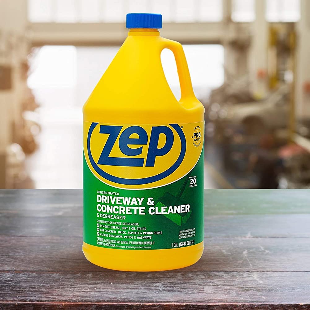 Zep Concentrated Driveway and Concrete Cleaner and Degreaser –  Removes Grease and Oil Stains - 1 Gallon