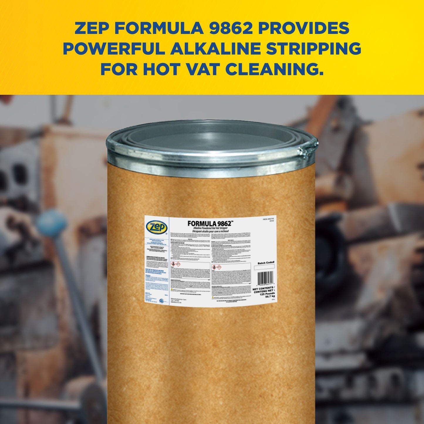 Zep Formula 9862 Alkaline Hot Vat Stripper – Removes Grease and Rust – 125 Pounds