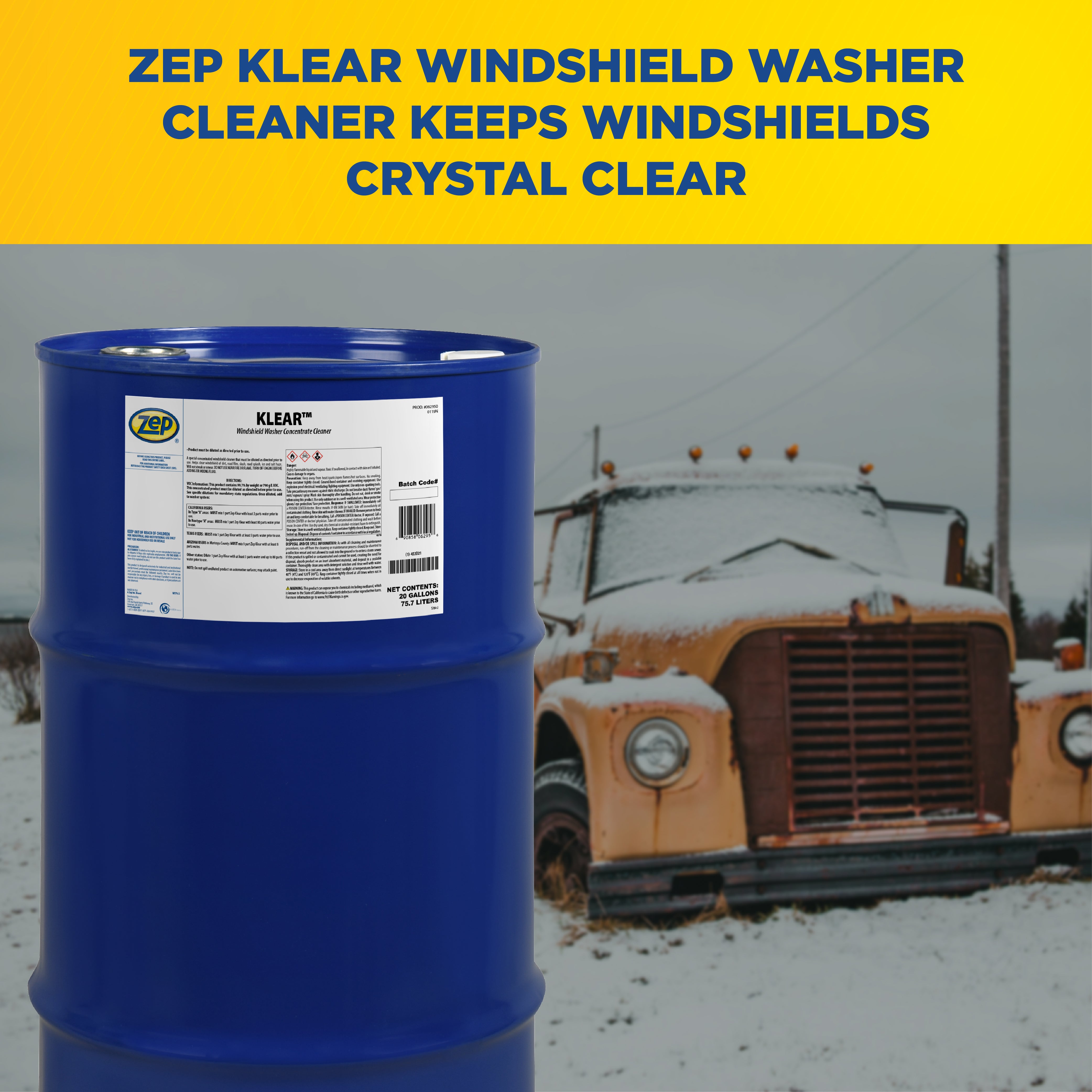 Zep Klear Windshield Washer Cleaner Concentrate – Industrial