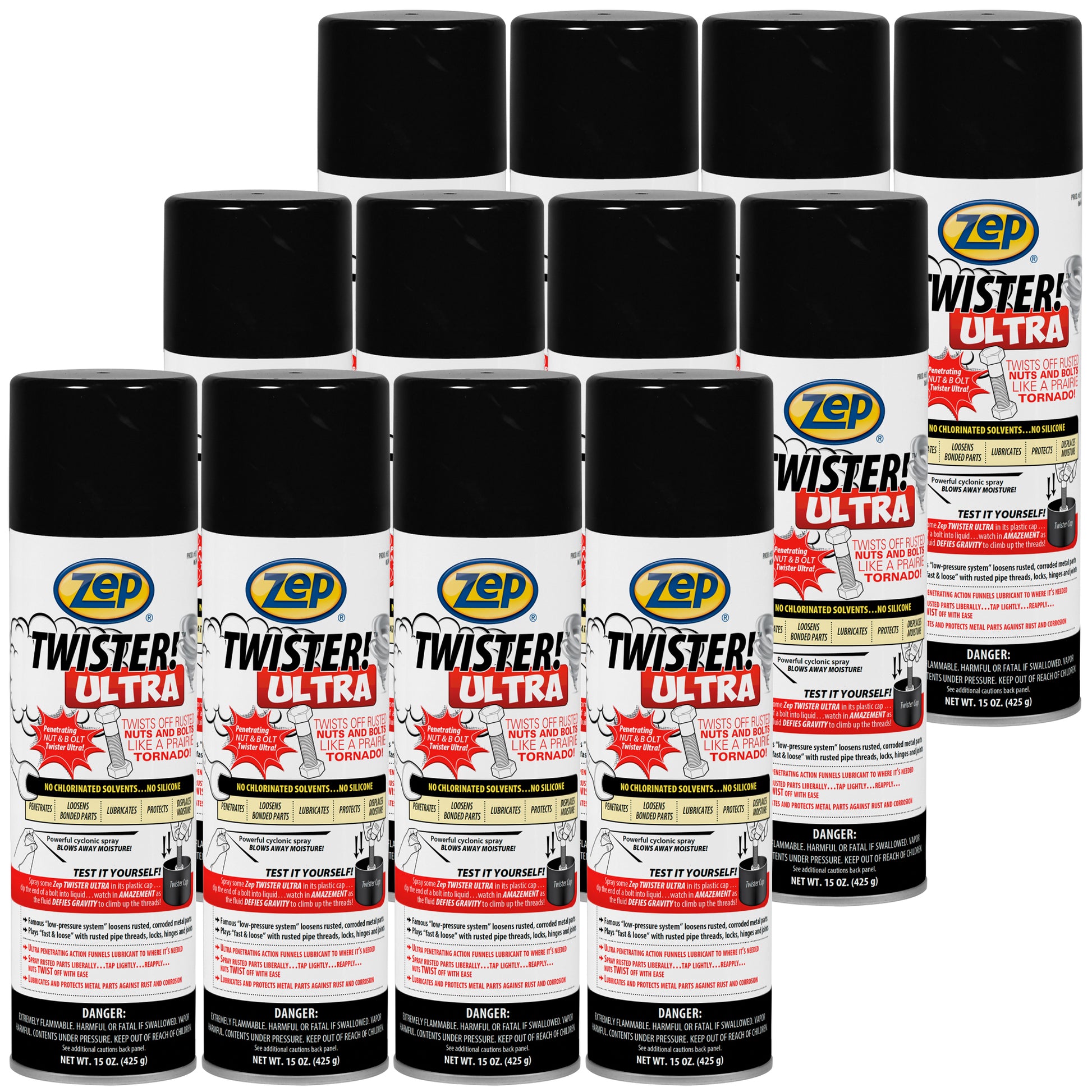 Zep Twister Ultra Penetrant 15 Ounce 652101 (Case of 12) Fast-Acting, Multi-Purpose Penetrant, Protectant, Lubricant, Moisture Displacer, Corrosion