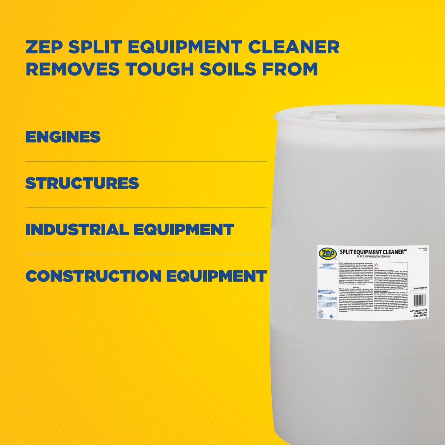 Zep Split Equipment Cleaner – Heavy-Duty, Oil-Splitting Degreaser – 55 Gallon