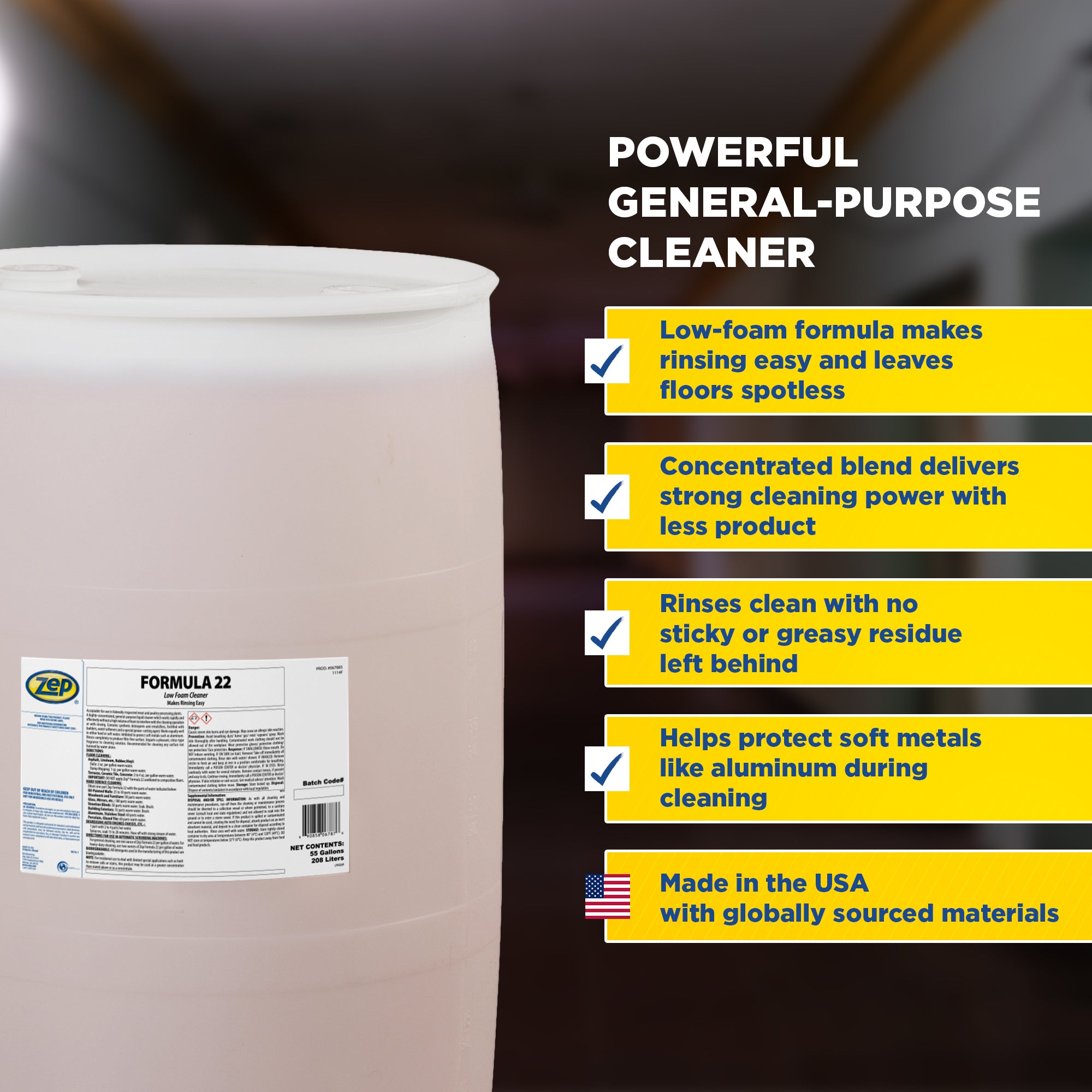 Zep Formula 22 Low Foam Industrial Cleaner – Highly-Concentrated