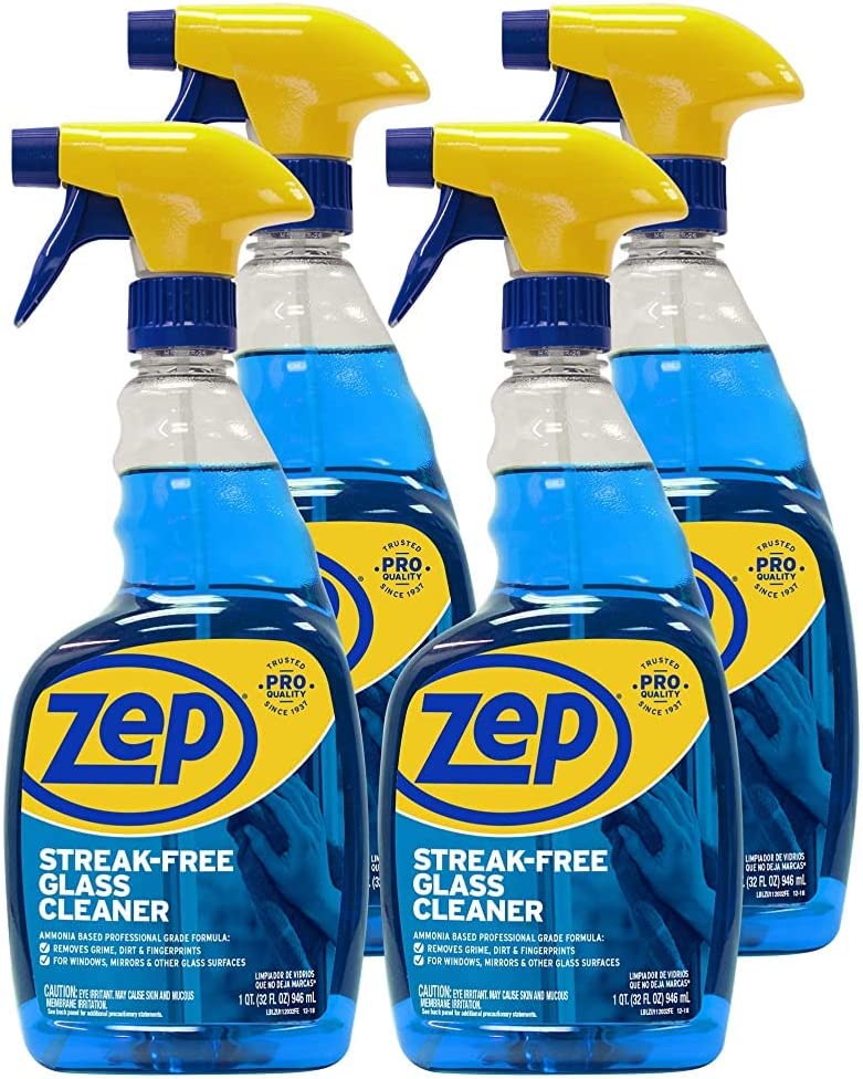 Zep Streak-Free Glass Cleaner – Ammonia-Based Formula – 32 oz