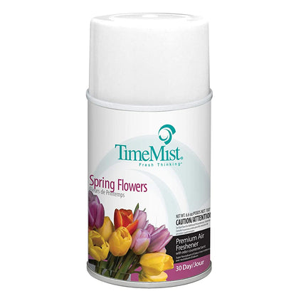 TimeMist Premium Metered Air Freshener Refills, Spring Flowers (Case of 12) with Meter Mist 3000 Ultra Dispenser (2 Pack) Bundle