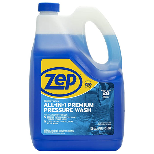 Zep All-In-1 Pressure Wash Cleaner – Cleans Outdoor Surfaces – 1.35 Gallon