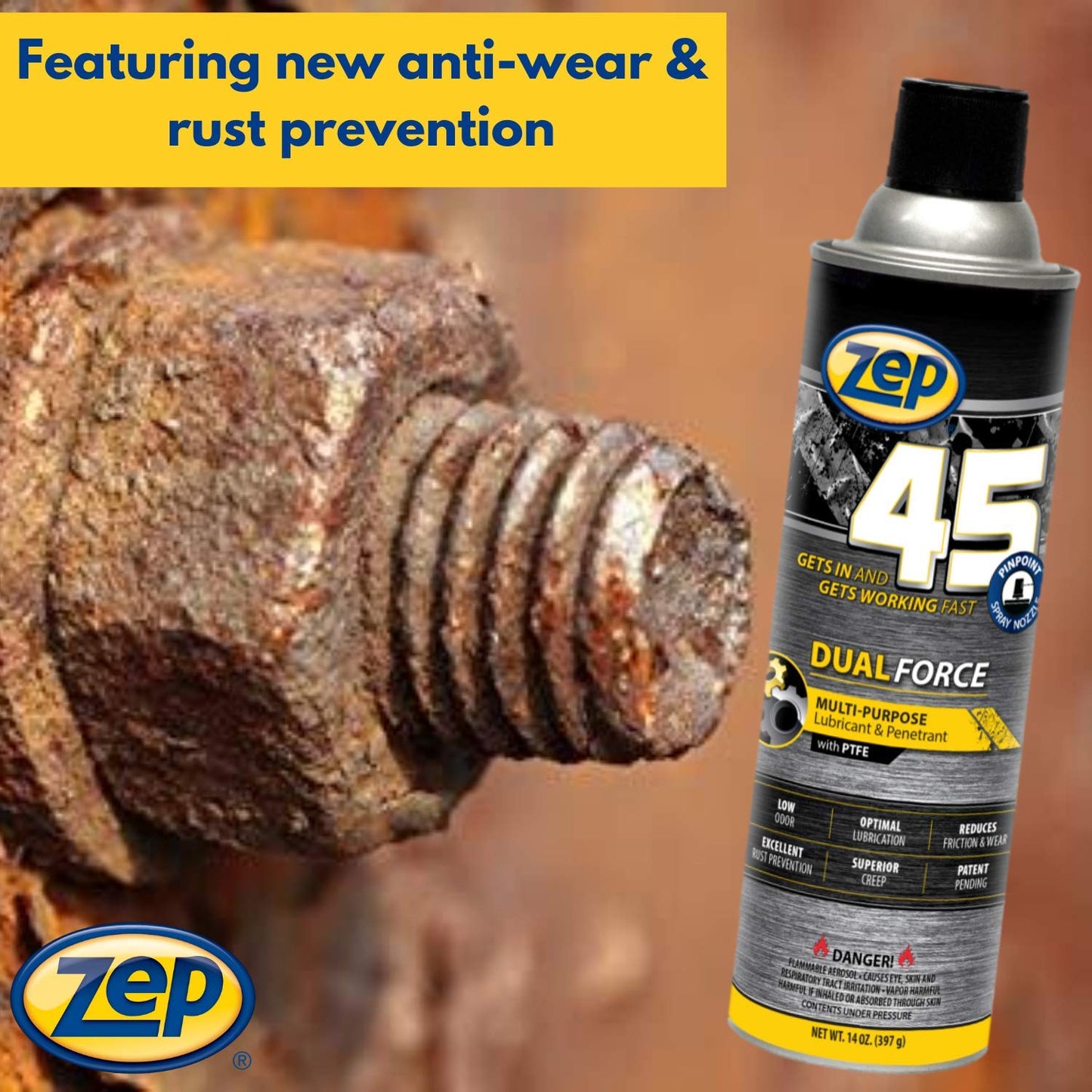 Zep 45 Dual Force PP Multi-Purpose Lubricant & Penetrant- 14 oz.