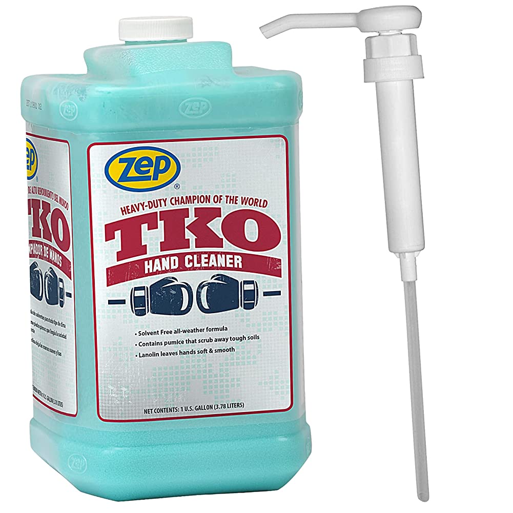 Zep TKO Hand Cleaner with Pumps – Its Solvent-Free Formula Scrubs Away Tough Soils – 1 Gallon