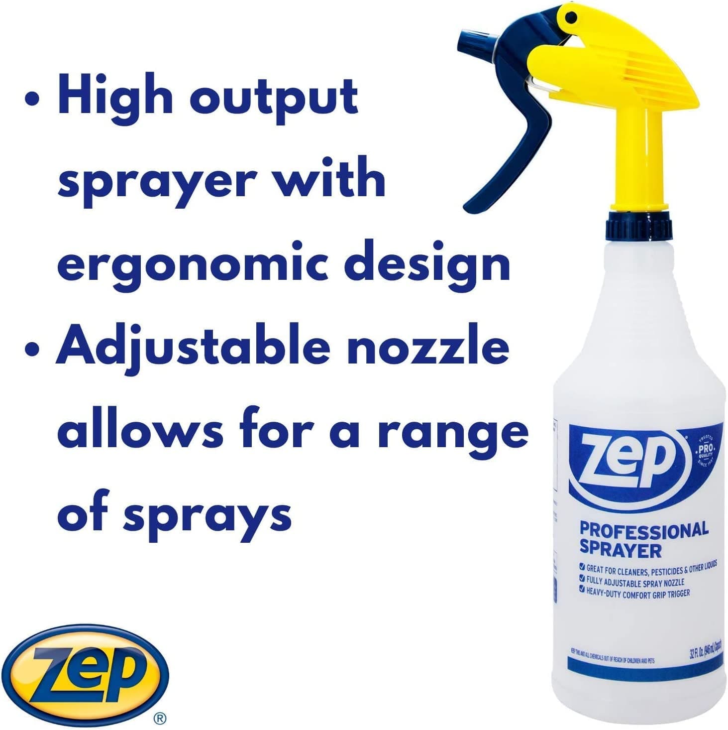 Zep Professional Sprayer Bottle - 32 oz (Case of 12) - HDPRO1 - Adjustable  Nozzle Fine Mist to 30 Foot Spray