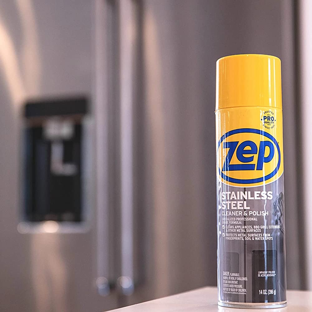 Zep Stainless Steel Cleaner and Polish – Removes Fingerprints and Water Spots – 14 oz