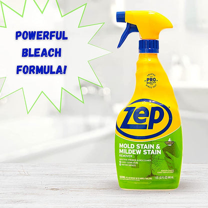 Zep Mold Stain and Mildew Stain Remover – Powerful Bleach Formula – 32 oz