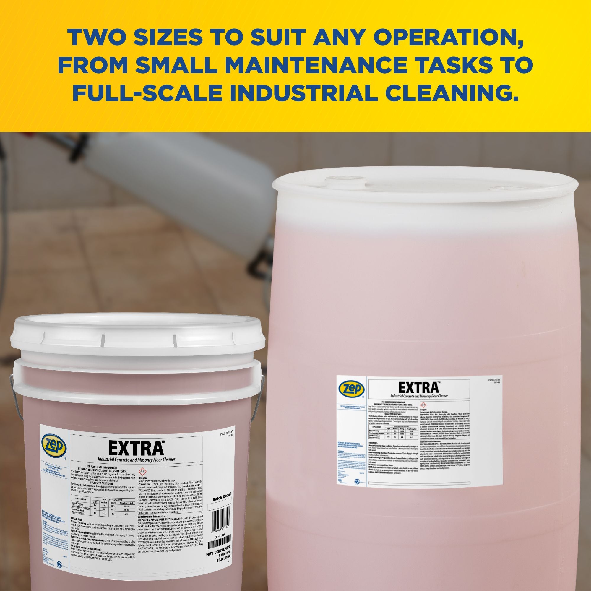 Zep Extra Industrial Concrete and Masonry Floor Cleaner – Fast