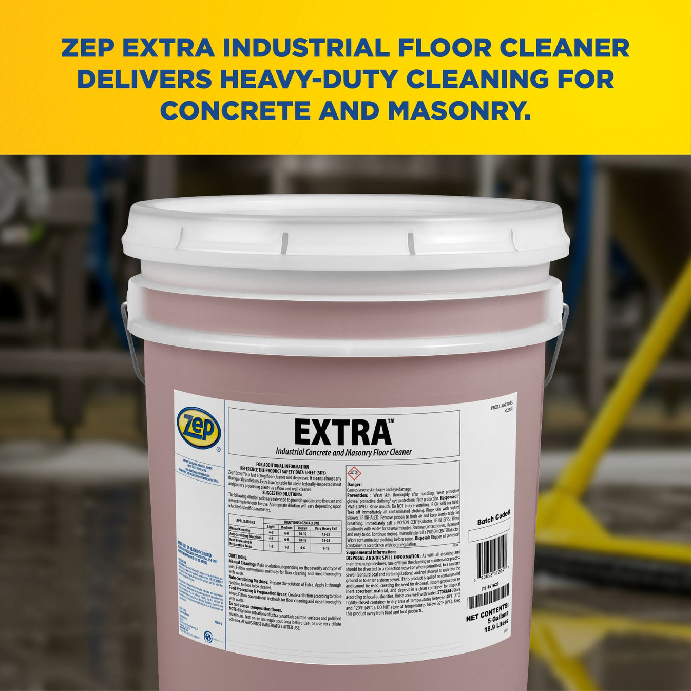 Zep Extra Industrial Concrete and Masonry Floor Cleaner – Fast Acting ...