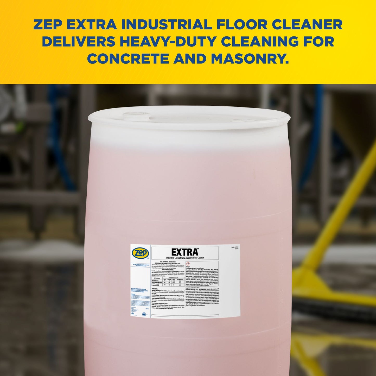 Zep Extra Industrial Concrete and Masonry Floor Cleaner – Fast Acting Floor Degreaser – 55 Gallon