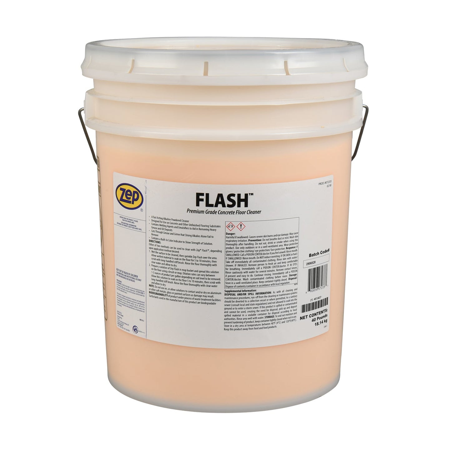 Zep Flash Premium Grade Concrete Floor Cleaner – Removes Heavy Grease and Oils – 40 Pounds