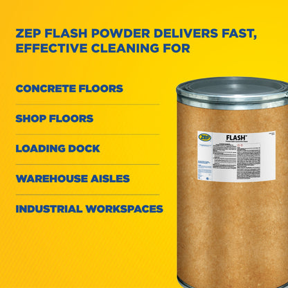 Zep Flash Premium Grade Concrete Floor Cleaner – Removes Heavy Grease and Oils – 125 Pounds