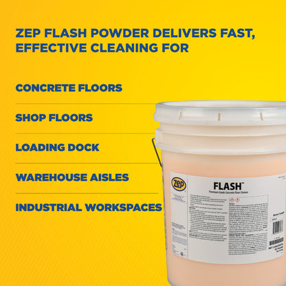 Zep Flash Premium Grade Concrete Floor Cleaner – Removes Heavy Grease and Oils – 40 Pounds