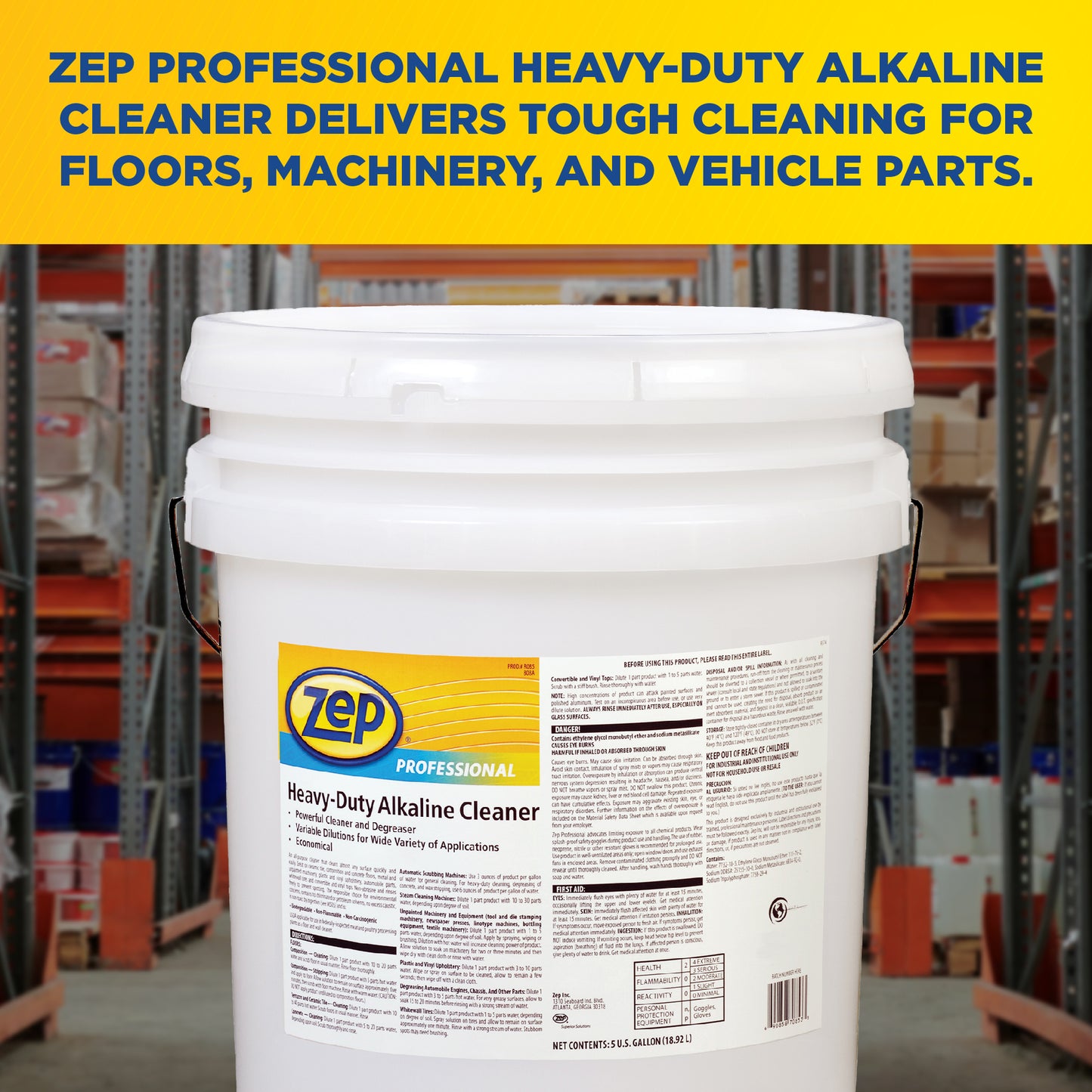 Zep Professional Heavy-Duty Alkaline Cleaner – Powerful Cleaner & Degreaser – 5 Gallons