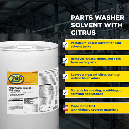 Zep Parts Washer Solvent with Citrus – Removes Grease from Parts – 5 Gallon