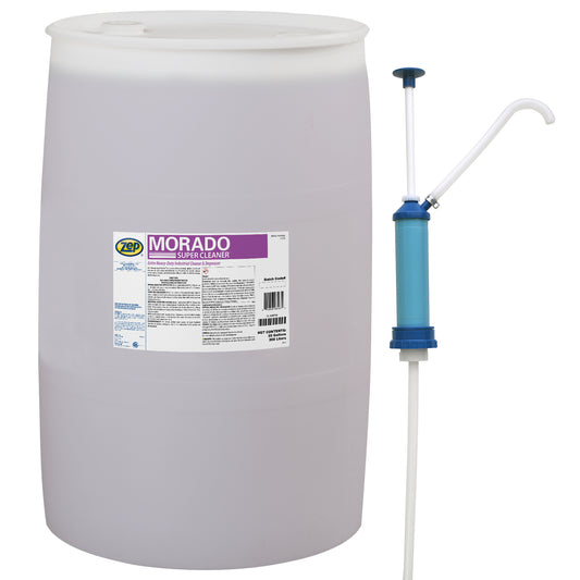 Zep Morado Extra Heavy-Duty Industrial Cleaner and Degreaser – Quickly Removes Grease – 55 Gallon with Zep Model 50 Polypropylene Piston Pump – Bundle