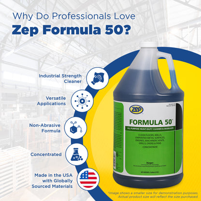 Zep Formula 50 Heavy-Duty Cleaner & Degreaser Concentrate – Industrial Strength Degreaser – 55 Gallon with Zep Model 50 Polypropylene Piston Pump – Bundle