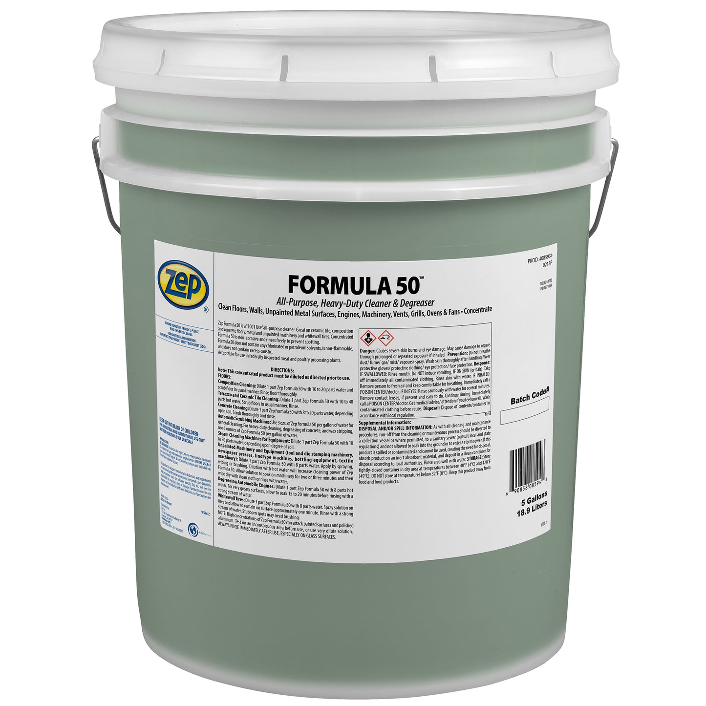 Zep Formula 50 Heavy-Duty Cleaner & Degreaser Concentrate – Industrial Strength Degreaser – 5 Gallon