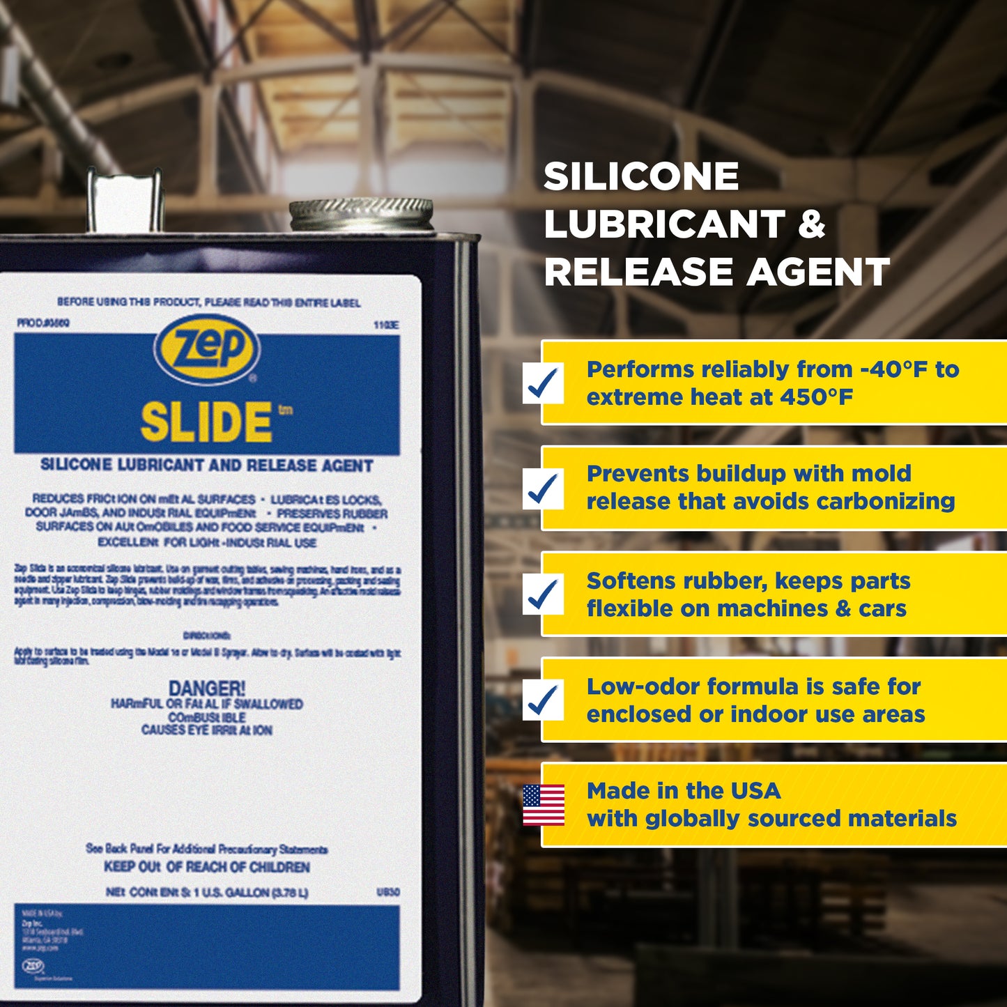 Zep Slide Silicone Lubricant and Release Agent – Reduce Friction – 1 Gallon