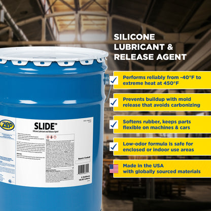 Zep Slide Silicone Lubricant and Release Agent – Reduce Friction – 5 Gallon