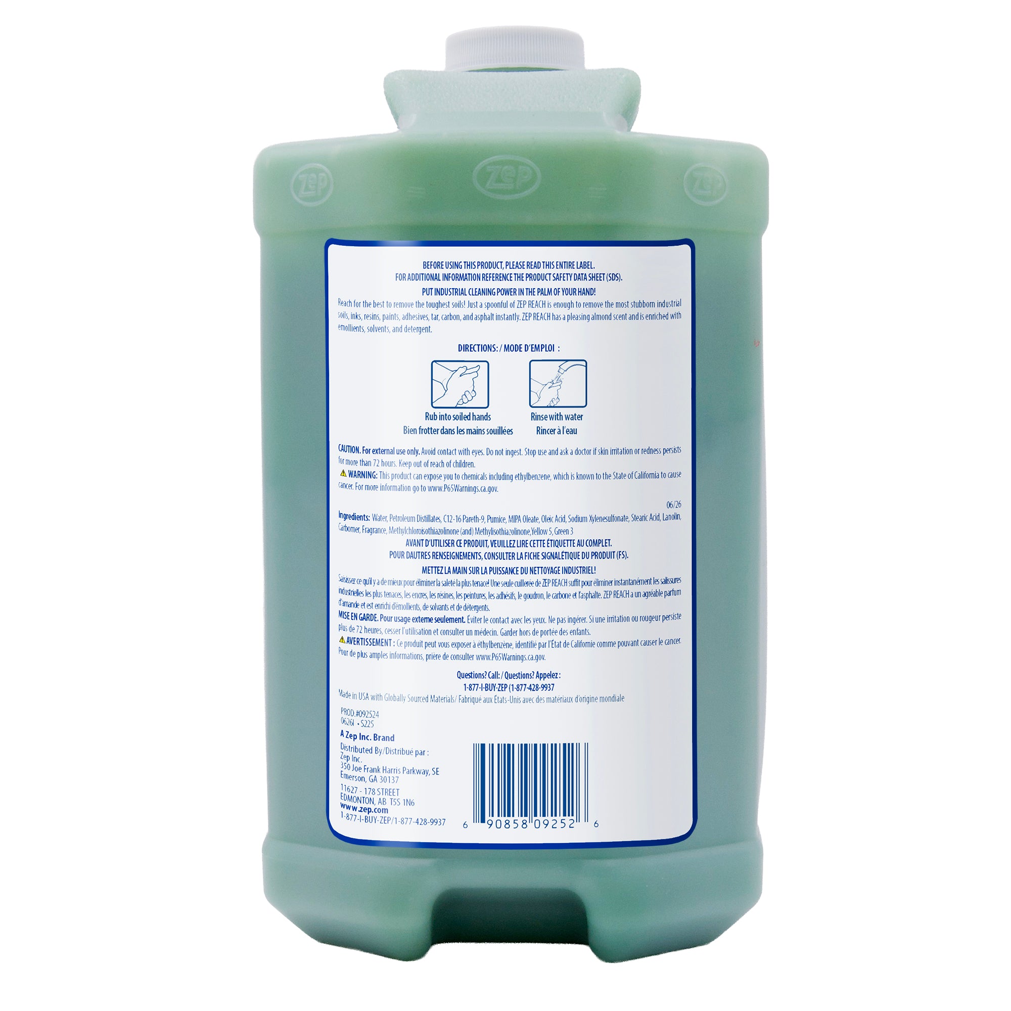 Zep Reach Hand Cleaner – Captures and Holds Grease – 1 Gallon