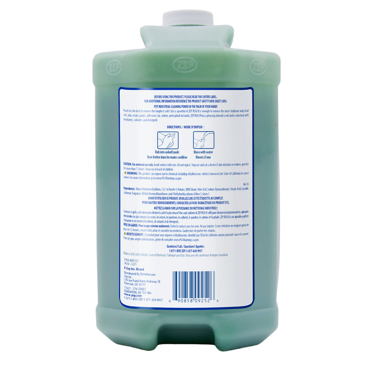 Zep Reach Hand Cleaner – Captures and Holds Grease – 1 Gallon
