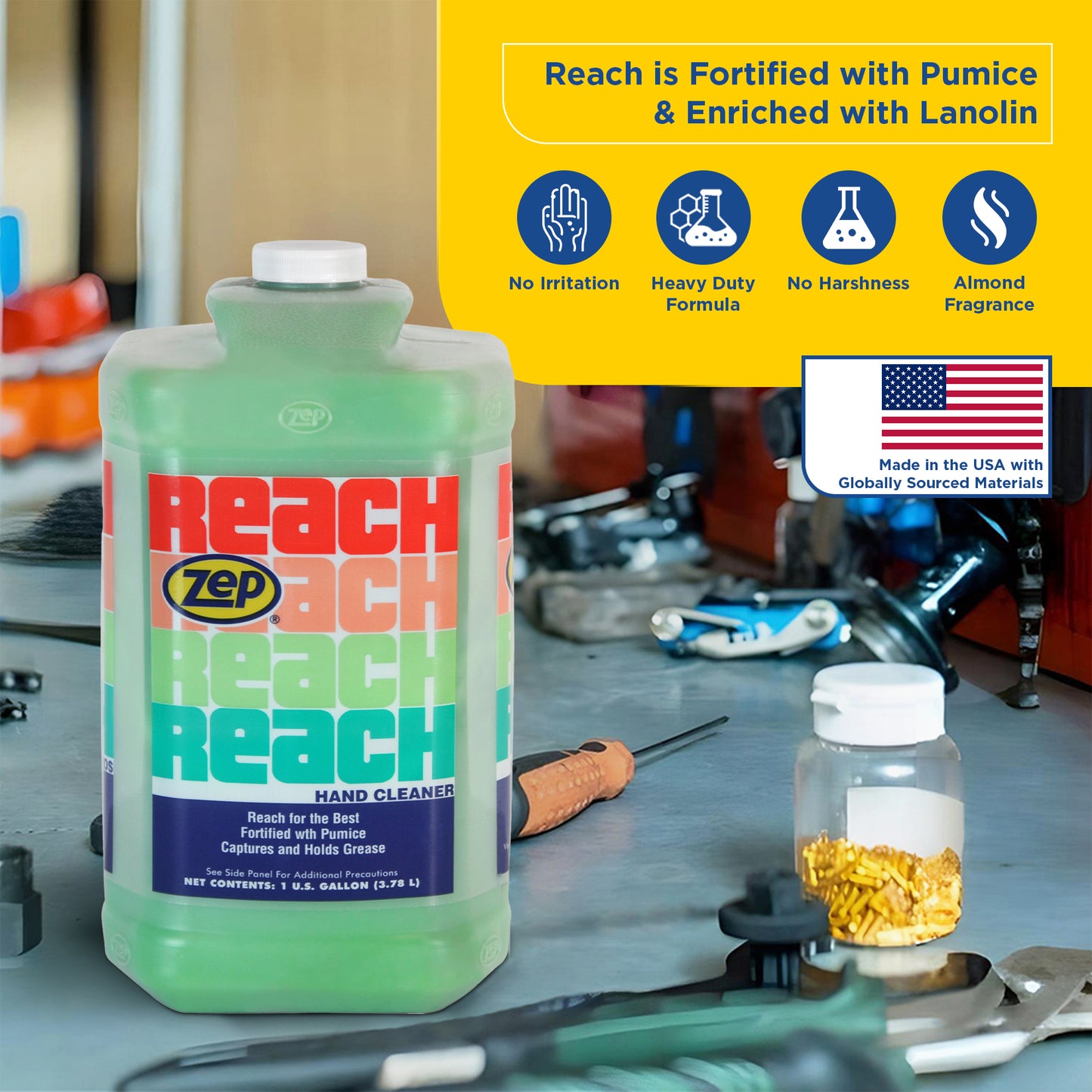 Zep Reach Hand Cleaner – Captures and Holds Grease – 1 Gallon