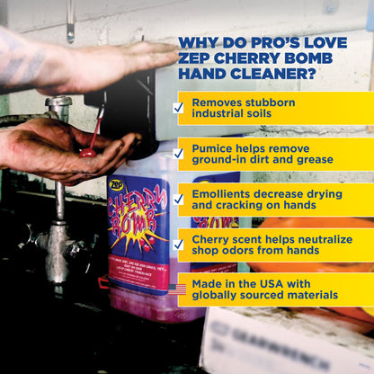Cherry Bomb Industrial Hand Cleaner Gel & Dispenser Bundle - 1 Gallon
