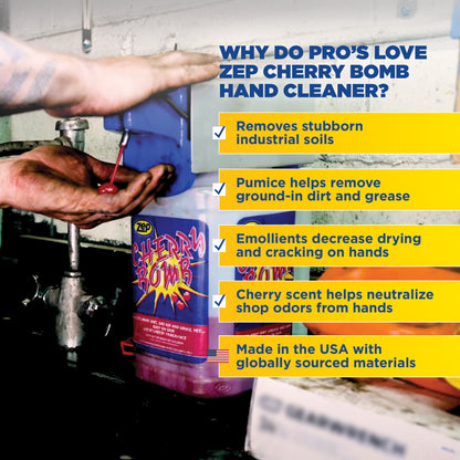 Zep Cherry Bomb Hand Cleaner - Removes Industrial Soils from Hands - 20 Gallon