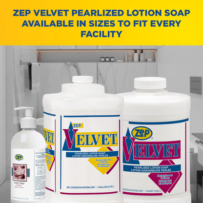 Zep Velvet Pearlized Lotion Soap – Moisturizes as it Cleans – 500 mL