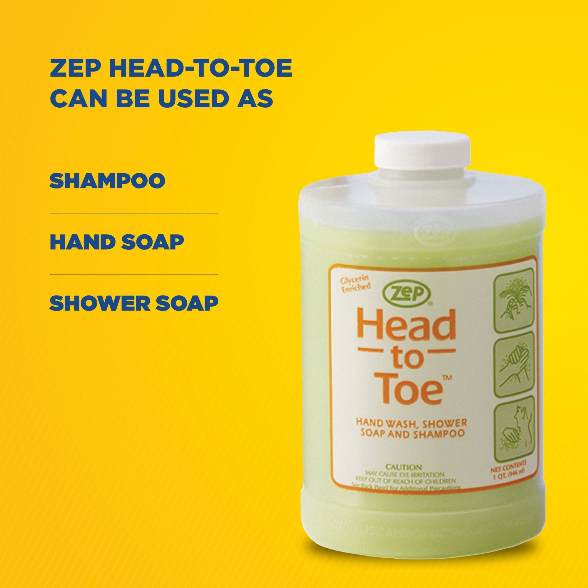Zep Head-to-Toe - Hand Wash, Shower Soap, and Shampoo - 1 qt – Zep