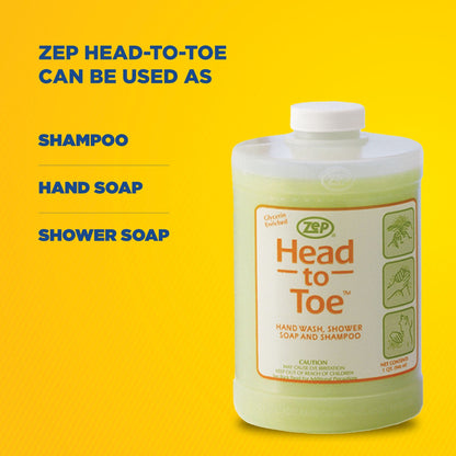 Zep Head-to-Toe - Hand Wash, Shower Soap, and Shampoo - 1 qt