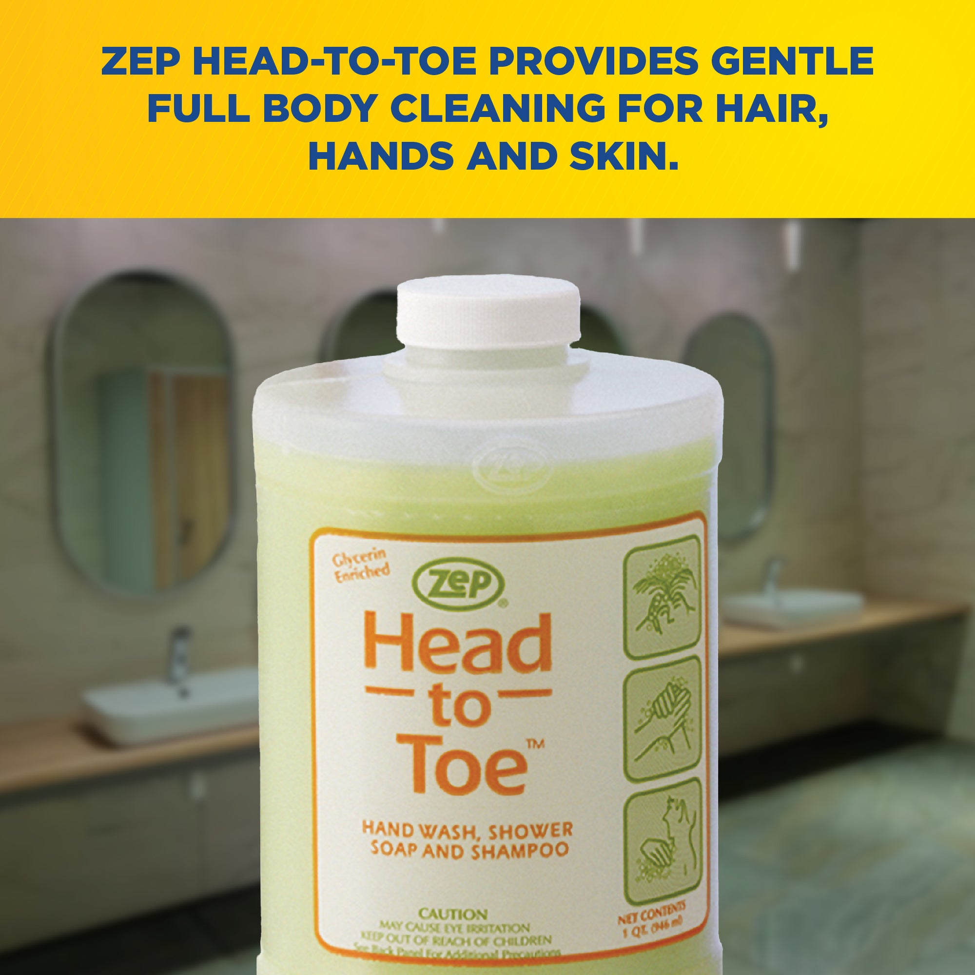 Zep Head-to-Toe - Hand Wash, Shower Soap, and Shampoo - 1 qt – Zep
