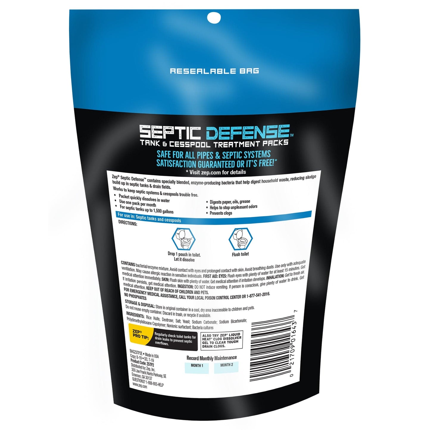 Septic Defense Tank & Cesspool Treatment Packs - 2 Month Supply