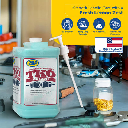 Zep TKO Hand Cleaner with Pumps – Its Solvent-Free Formula Scrubs Away Tough Soils – 1 Gallon