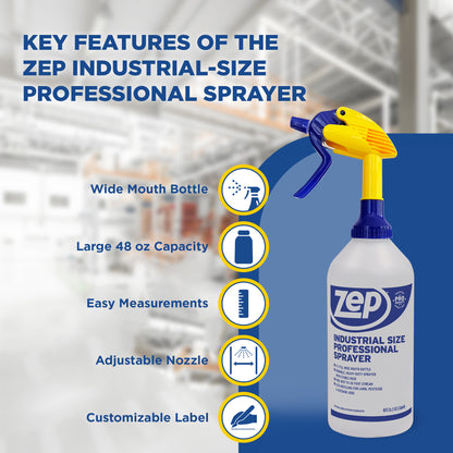 Zep Industrial Size Professional Sprayer – Large Capacity – 48 oz