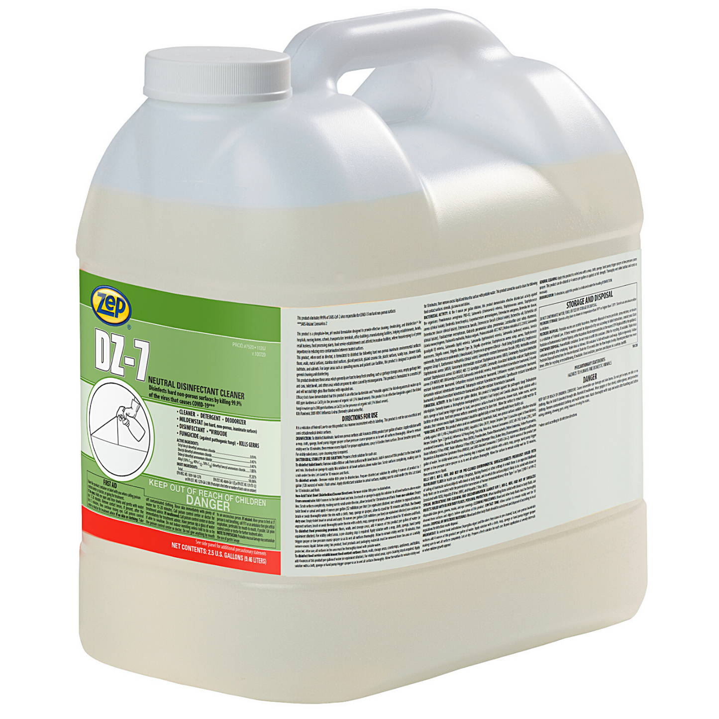 DZ-7 Neutral Disinfectant Cleaner - 2.5 Gallon