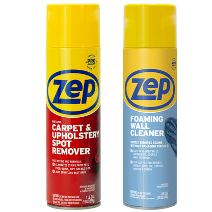 Zep Instant Carpet & Upholstery Spot Remover 19 oz and Zep Foaming Wall Cleaner 18 oz