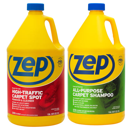 Zep Hi-Traffic Carpet Spot Remover & Cleaner 1 Gal and Zep All-Purpose Carpet Shampoo Concentrate 1 Gal
