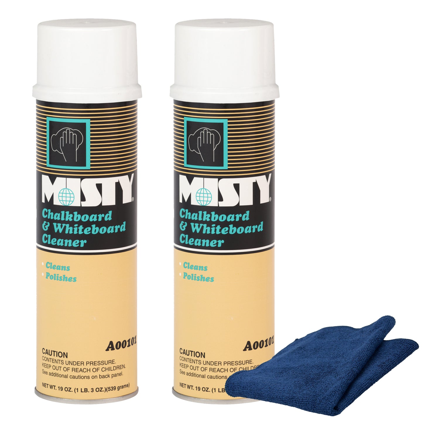 Misty Chalkboard & Whiteboard Cleaner 19 oz and Blue Microfiber Rag