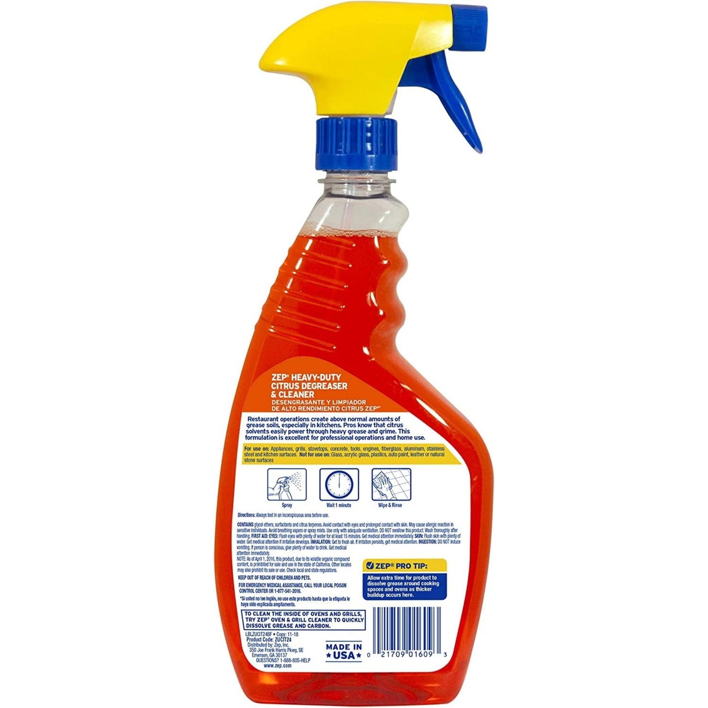 Zep Heavy-Duty Citrus Degreaser and Cleaner Spray - 24 oz