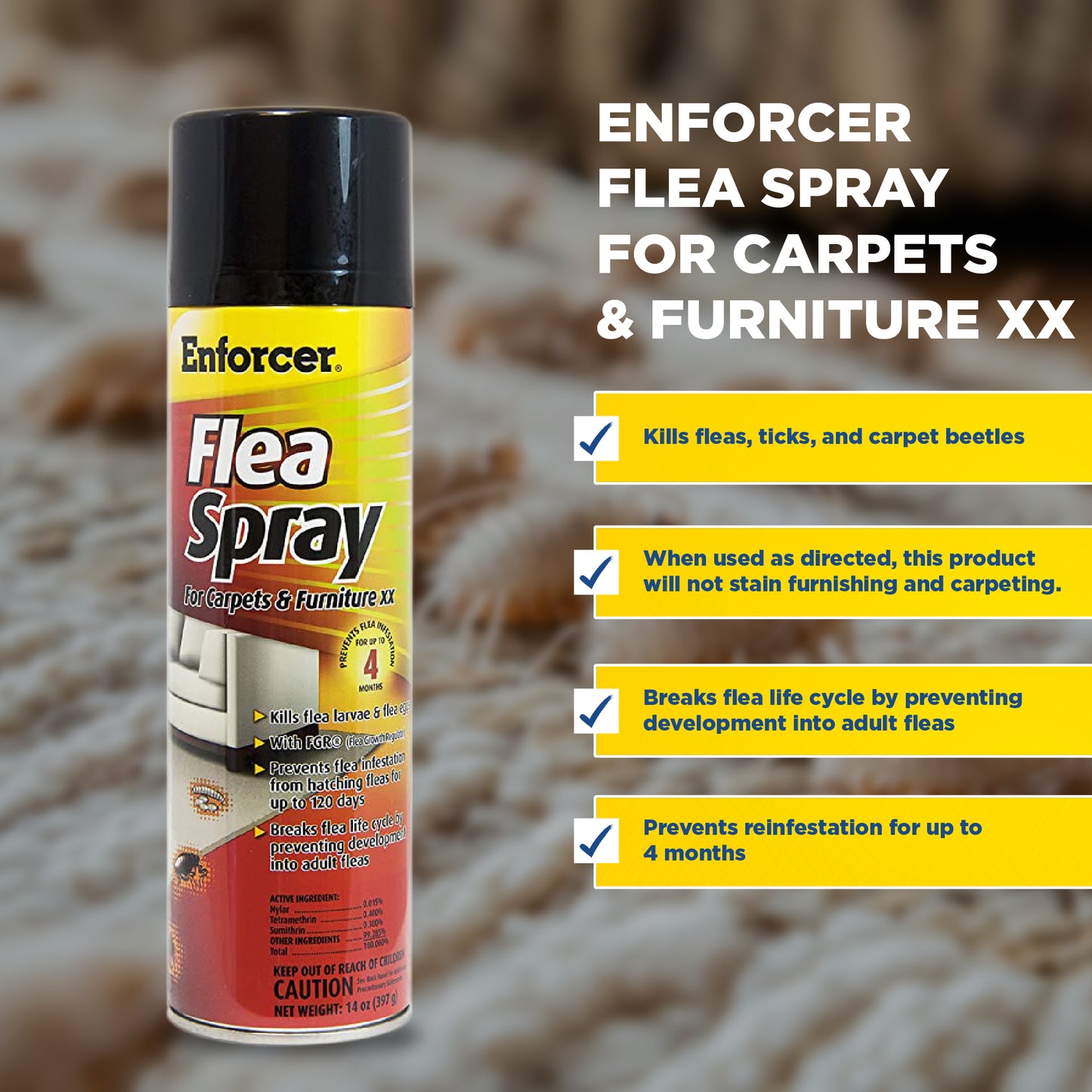 Enforcer Flea Spray for Carpets and Furniture - 14 oz.
