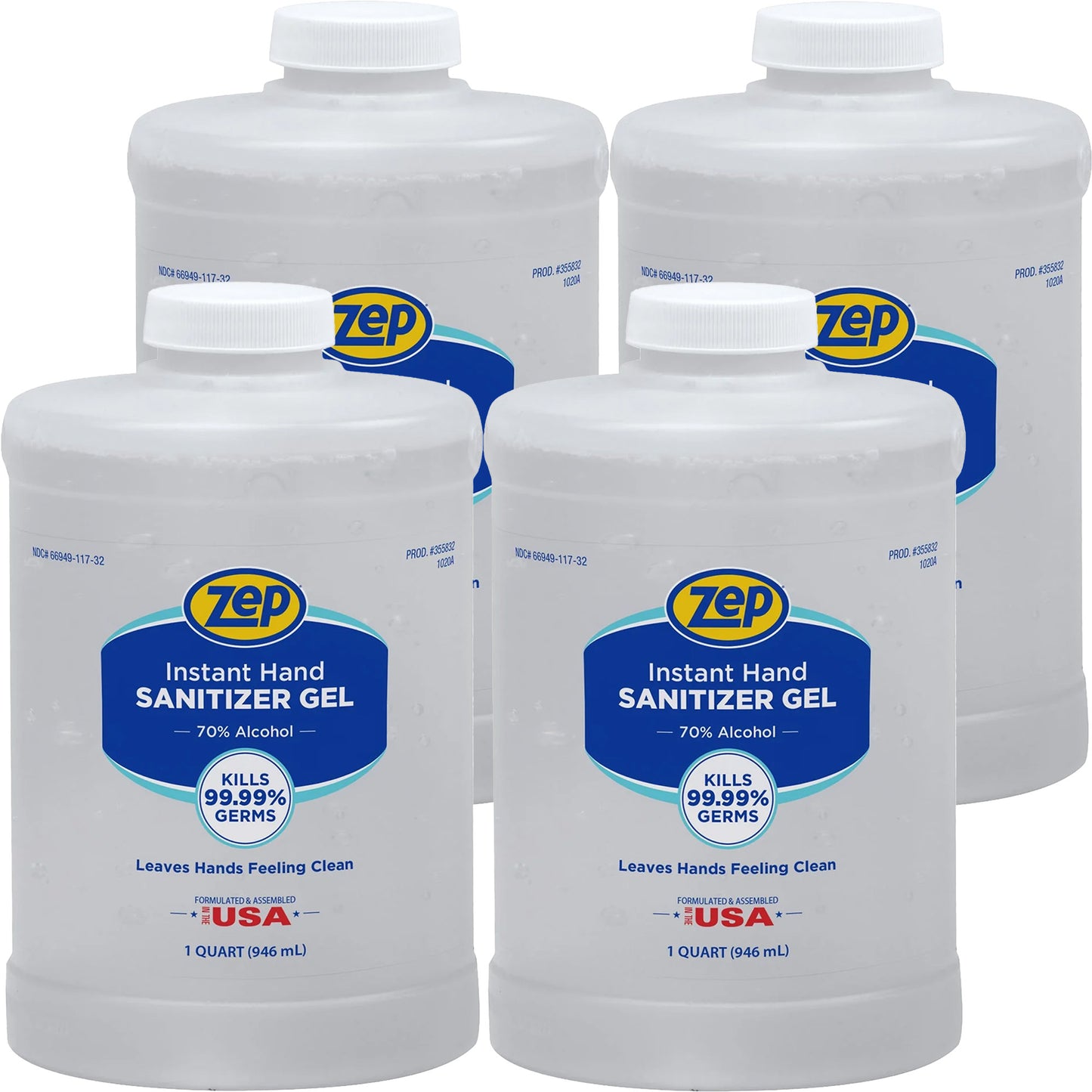 Zep Instant Hand Sanitizer Gel – Kills 99.99% of Germs – 1 qt